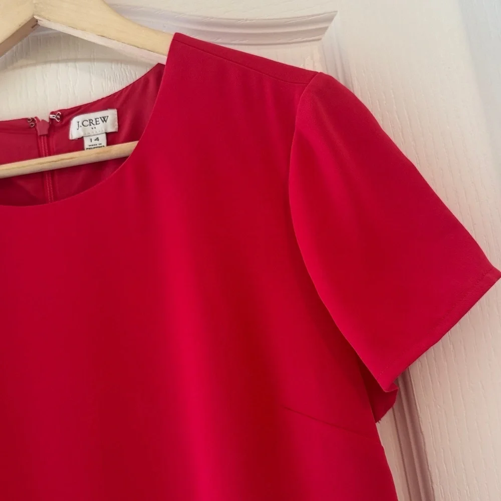 J Crew Dress J Crew Red A-line Dress with Belt Size 14 - Picture 3 of 7